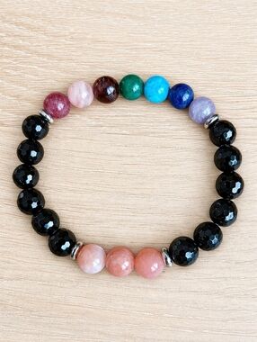 Chakra Beads Bracelet, Hand Crafted, Stretch